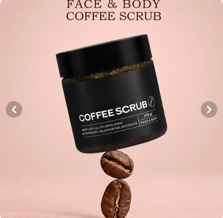 اسکراب قهوه صورت و بدن با کلاژن گیاهی، روغن بادام شیرین و شیباتر، ۲۵۰ گرم