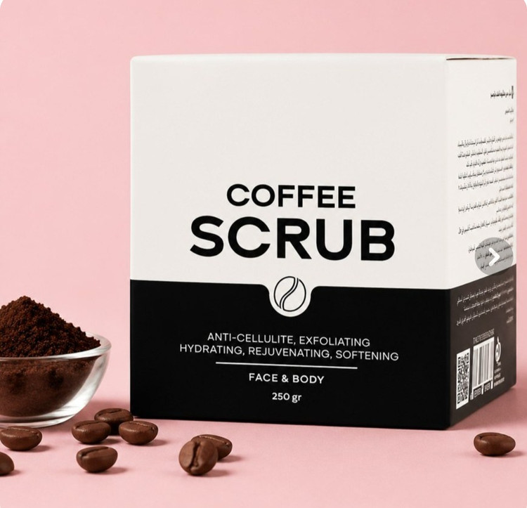 اسکراب قهوه صورت و بدن با کلاژن گیاهی، روغن بادام شیرین و شیباتر، ۲۵۰ گرم
